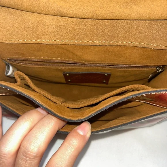 Patricia Nash glazed leather floral studded messenger crossbody - Picture 8 of 16